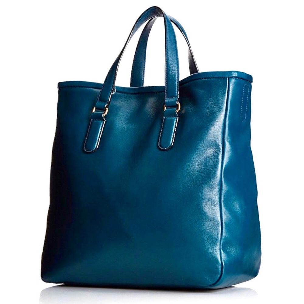 MARC JACOBS ‘Luna’ Teal Leather Top Handle Crossbody Tote Gold Hardware NWOT - Picture 6 of 17